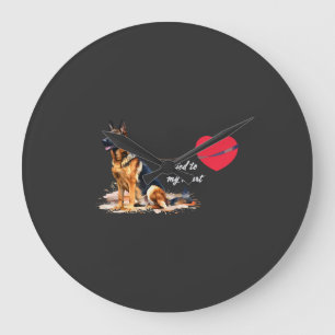 An mein Herz gebundener Deutscher Schäferhund Große Wanduhr