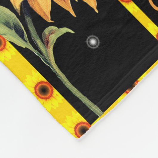 an meine Mutter Sonnenblumendecke schwarz, Geschen Fleecedecke (Ecke)