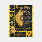 an meine Mutter Sonnenblumendecke schwarz, Geschen Fleecedecke (Vorderseite)