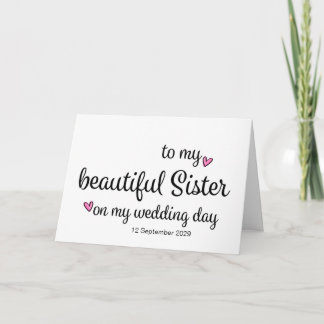 An meine Schwester an meinem Hochzeitstag von der Karte