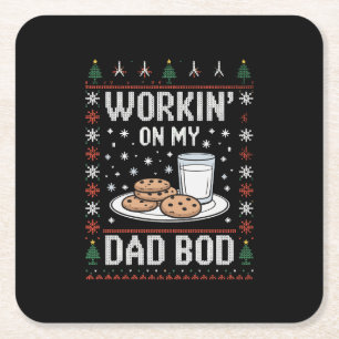 An meinem Dad-Bod arbeite ich Papa Weihnachten Häs Rechteckiger Pappuntersetzer