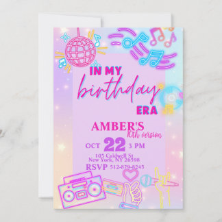 An meinem Geburtstag era Retro Neon Einladung