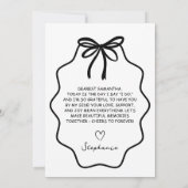 An meinem Hochzeitstag auf meine Trauzeugin gezeic Einladung (Rückseite)