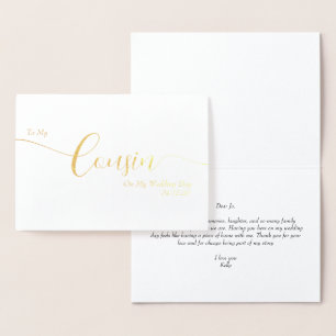 An meinen Cousin an meinem Hochzeitstag Elegante S Folienkarte