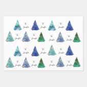 An: Name Cursive farbenfrohe Weihnachtsbäume Geschenkpapier Set (Vorderseite 2)