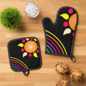 An Ofenhandschuh & Topflappen-Set (Oben Unten)