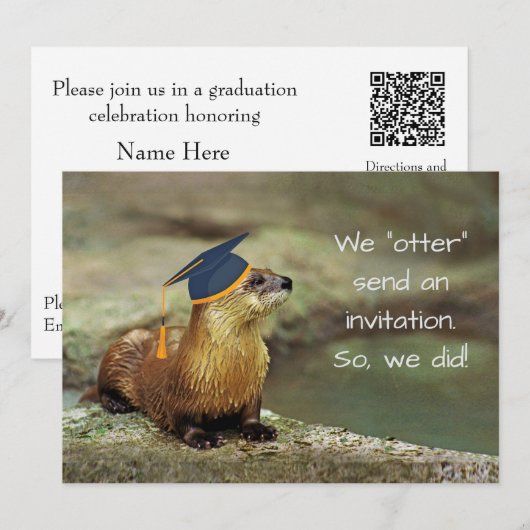 An Otter Graduation Party Invitation Card Karte (Vorne/Hinten)
