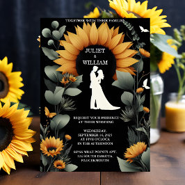 An Plants Rustic Garden Greenery Sunflower Wedding Einladung
