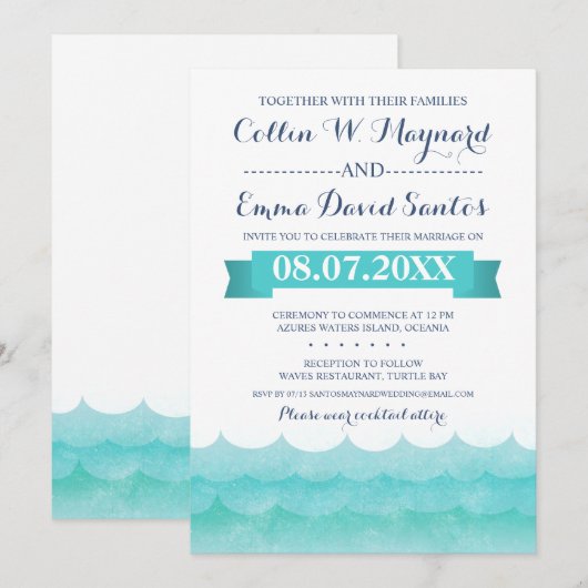 An Sea Nautical Wedding Einladungen (Vorne/Hinten)
