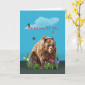 An Sie denken Karte, Bär und Schmetterlinge Karte (Gelbe Blume)