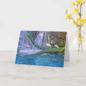 An Sie denken, tropischer Wasserfall, Vögel Karte (Gelbe Blume)