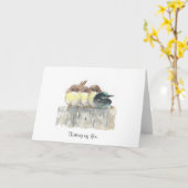 An Sie denken - vier kleine Vögel, 1 steht heraus Karte (Gelbe Blume)