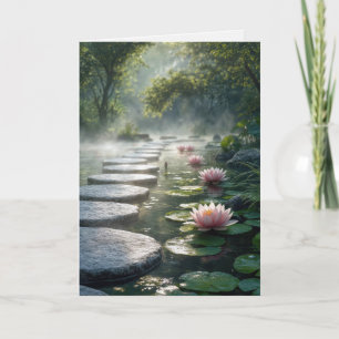 An Sie Denkend Trittsteine mit Wasserlilien Karte
