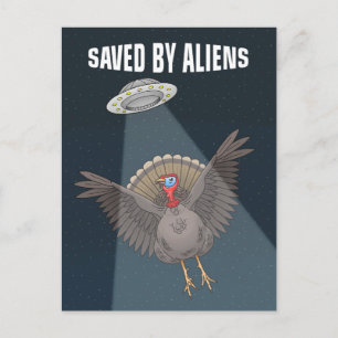 An Thanksgiving von Aliens gerettet Feiertagspostkarte