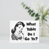 An welchen Tisch gehe ich? Postkarte (Stehend Vorderseite)