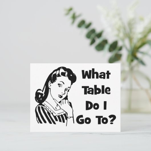 An welchen Tisch gehe ich? Postkarte (Stehend Vorderseite)