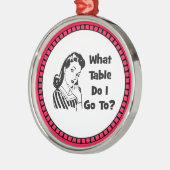 An welchen Tisch gehe ich? Silbernes Ornament (Links)