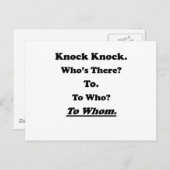 An wen klopfen? postkarte (Vorne/Hinten)