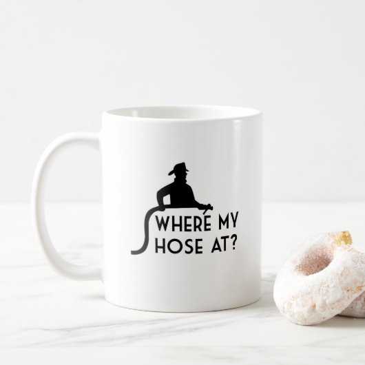 An wo mein Schlauch? Lustige Kaffeetasse (Mit Donut)