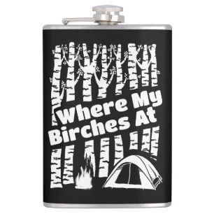 An wo meine Birken, Zelt-Campings-Grafik Flachmann