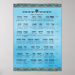 Ana b"Koach ~ Hebräisch ~ Englisch ~ Transliterati Poster