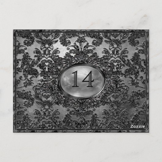 Anabelle Viktorianisch Tischnummer Card (Rückseite)