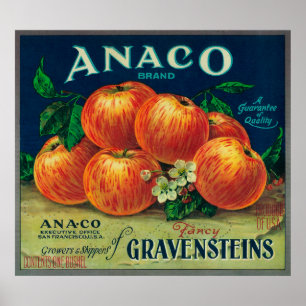 Anaco Apple Crate Label Poster