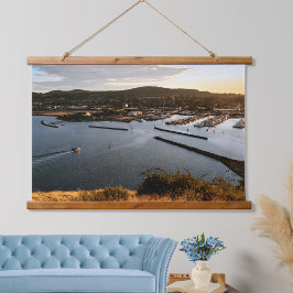 Anacortes Cap Sante Marina und Boote bei Sonnenunt Wandteppich Mit Holzrahmen