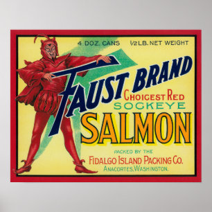 Anacortes, Washington- - Faustlachsfall-Aufkleber Poster