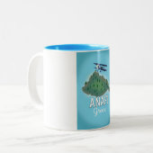 Anafi Island Griechenland Reiseplakat. Zweifarbige Tasse (Vorderseite Links)