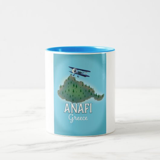 Anafi Island Griechenland Reiseplakat. Zweifarbige Tasse (Mittel)