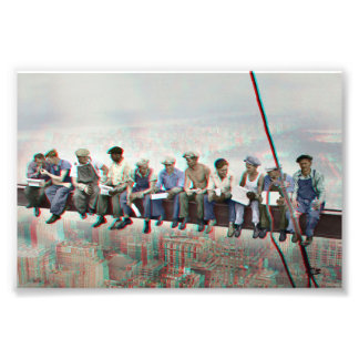 Anaglyph 3D Photo- Lunch atop Skyscraper New York Fotodruck