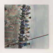 Anaglyph 3D Photo- Lunch atop Skyscraper New York Puzzle (Horizontal)