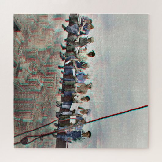 Anaglyph 3D Photo- Lunch atop Skyscraper New York Puzzle (Horizontal)
