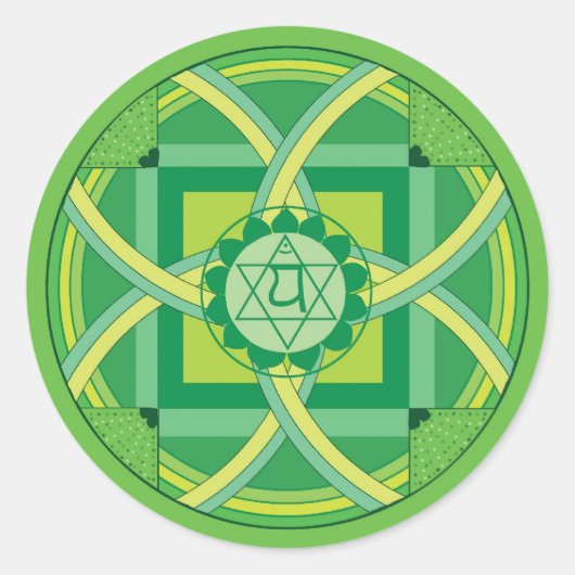 Anahata chakra Mandala Runder Aufkleber (Vorderseite)