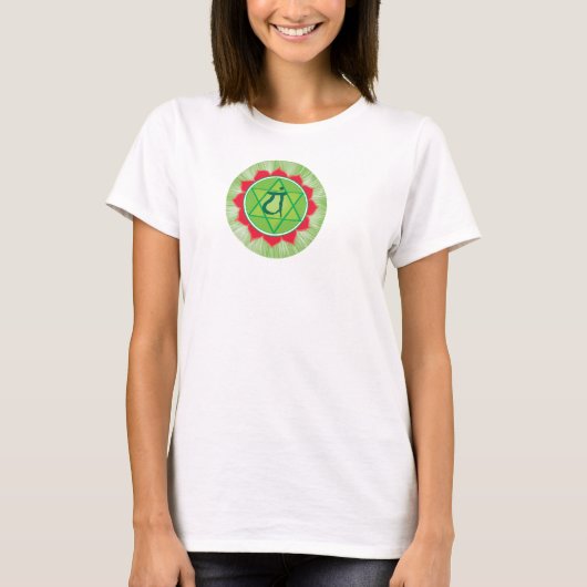 Anahata Heart Chakra Flowy Circle Top, White T-Shirt (Vorderseite)