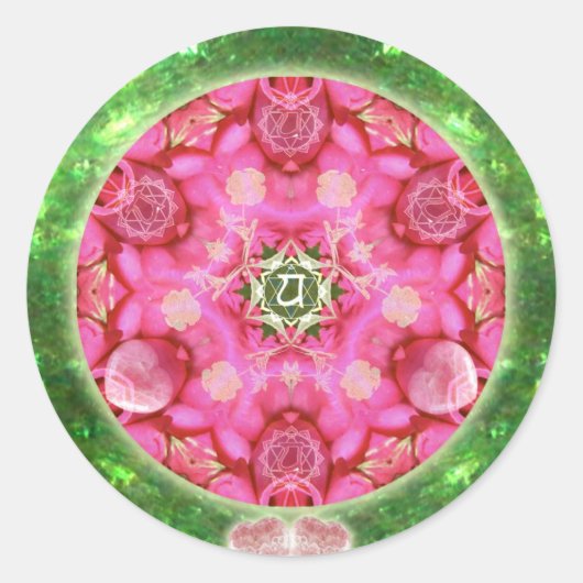 Anahata Rose Runder Aufkleber (Vorderseite)