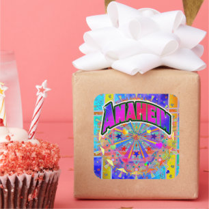 Anaheim-Aufkleber für kosmische Einheit Quadratischer Aufkleber