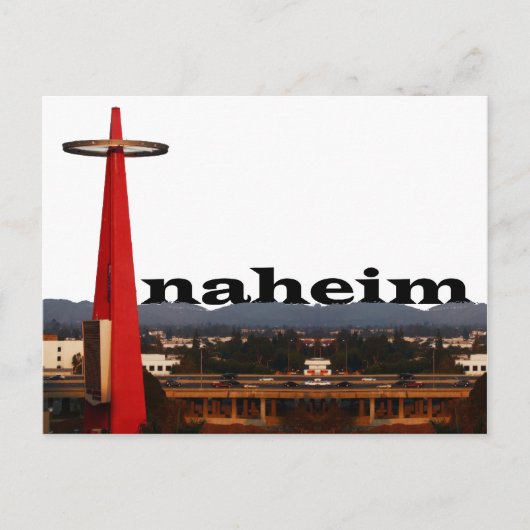Anaheim CA Skyline mit Anaheim im Himmel Postkarte (Vorderseite)