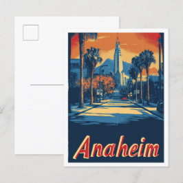 Anaheim California USA Vintage Travel Illustration Postkarte