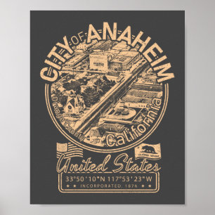 ANAHEIM KALIFORNIEN RETRO - STADT ANAHEIM CA POSTER