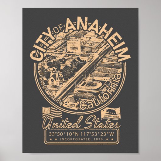 ANAHEIM KALIFORNIEN VINTAG - STADT ANAHEIM CA POSTER (Vorne)