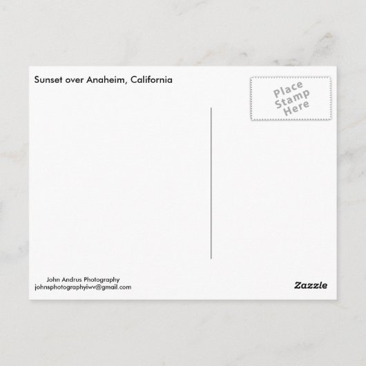 Anaheim Postkarte (Rückseite)