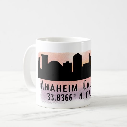 Anaheim Skyline Latitude und Länge Kaffeetasse (Vorderseite Links)