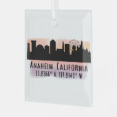Anaheim Skyline Latitude und Länge Ornament Aus Glas (Vorderseite links)
