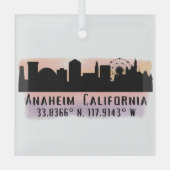 Anaheim Skyline Latitude und Länge Ornament Aus Glas (Vorderseite)