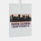 Anaheim Skyline Latitude und Länge Ornament Aus Glas (Vorderseite Rechts)