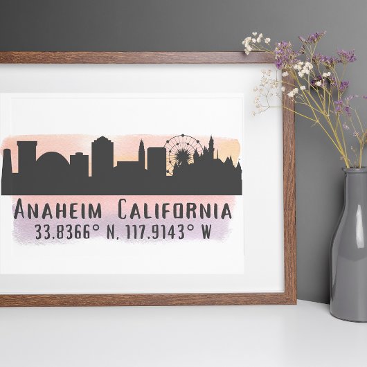 Anaheim Skyline Latitude und Länge Poster