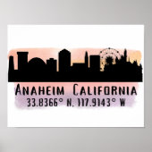 Anaheim Skyline Latitude und Länge Poster (Vorne)