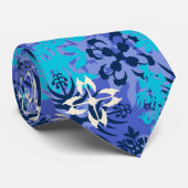 Anahola Bay Hawaii Abstrakt Floral Periwinkle Krawatte (Gerollt)